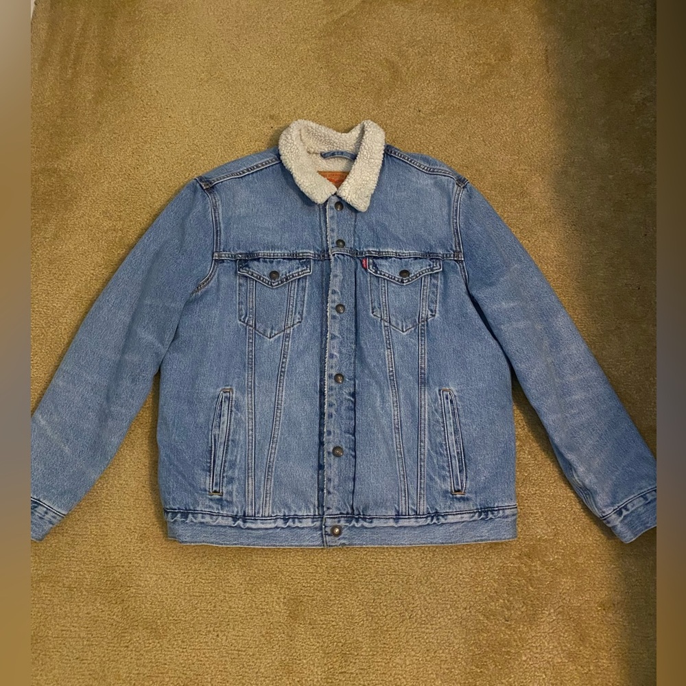 Levi’s Sherpa Trucker Denim Jacket - Light Blue (Used but still looks like new)